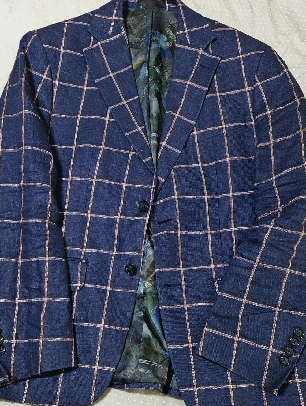 TALLIA Navy Blazer with Pink Windowpane Check
